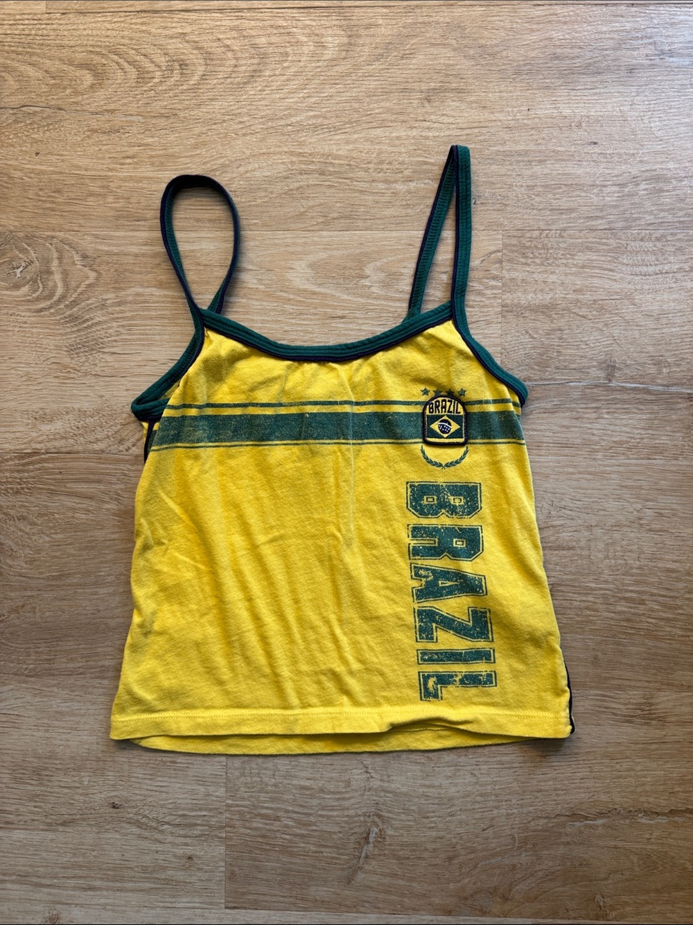BDG Yellow Camisole with Green Trim and Brazil Graphic